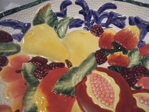 Fitz & Floyd Majolika Obst Dekor Schale Platte Schale - Bild 3 von 4