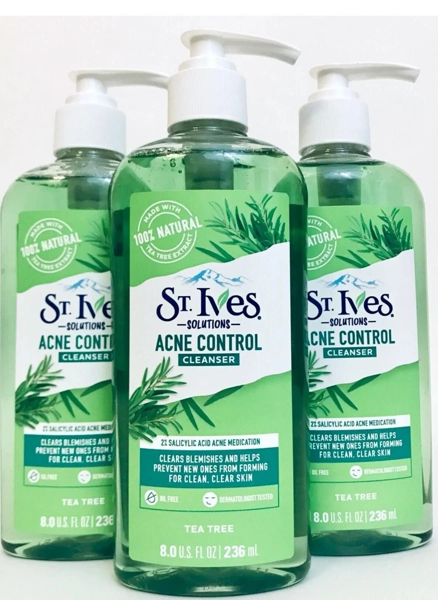 3 Count St Ives Solutions 8 Oz Tea Tree Acne Control 2 Salicylic Acid Cleanser