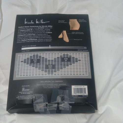 New Nicole Miller Perfect Sheer Control Top Pantyhose~Black ~Size EF - 3pk - Picture 5 of 6