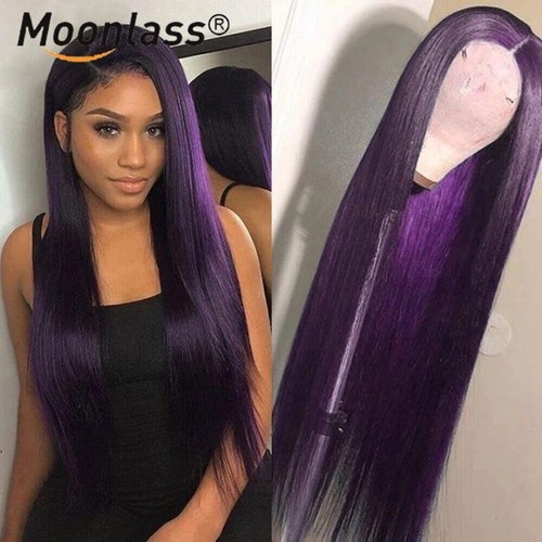 Dark Purple Straight Lace Front Human Hair Wig Virgin Hair Lace Wigs Pre Plucked | eBay Dark Purple Straight Lace Front Human Hair Wig Virgin Hair Lace Wigs Pre Plucked | eBay