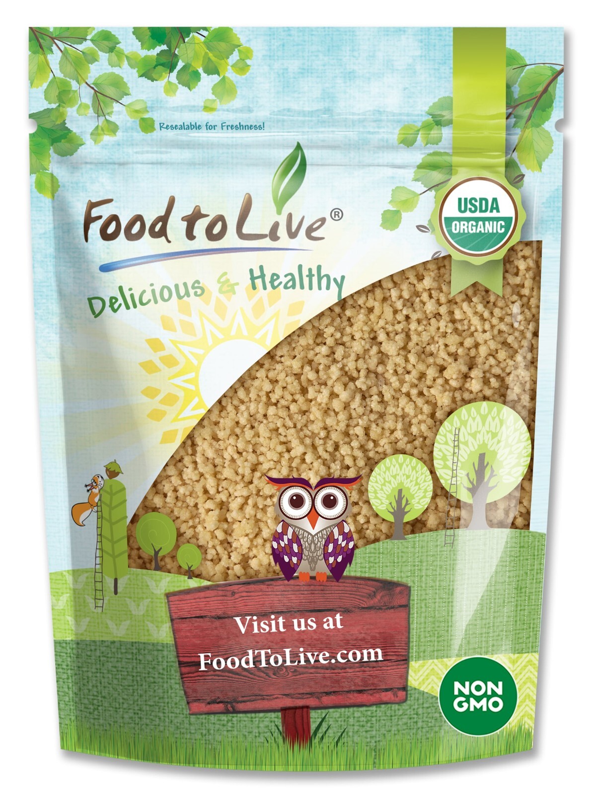 Organic Whole Wheat Couscous by Food to Live (Non-GMO, Bulk, Kosher)