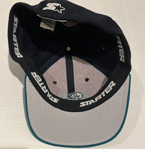 Vintage Seattle Mariners Logo STARTER Wool Baseball Hat Size 7-7 3/4 Stretch Fit - Picture 4 of 11