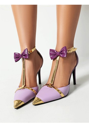 Sexy Juegos con disfraces D'orsay Talla Grande Arco Tacones Ajustados Púrpura Correa en T LGBTQ Mujeres Zapatos 48 - Imagen 20 de 48