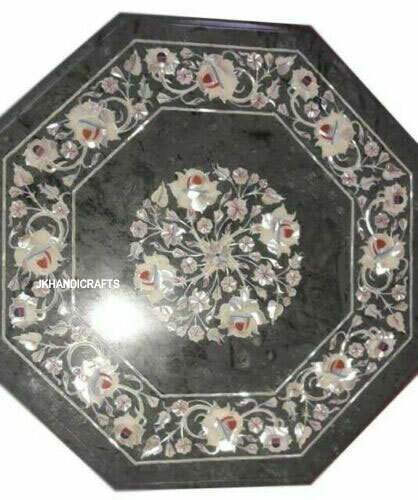 15" Green Marble Semi Precious Stones inlay pietra dura marquetry art Work - Picture 1 of 3