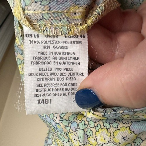 Vintage Leslie Fay Vintage Mint Green Floral Dress Size 16P Spring - Picture 10 of 12