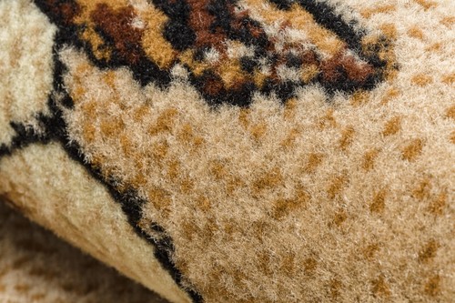 Modern amazing RUG 'MORAD' Trio flowers, leaves, frame old gold beige easy clean - Picture 11 of 12