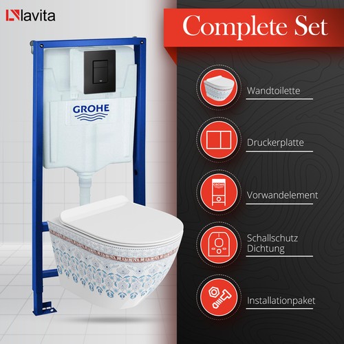 GROHE Vorwandelement Solido + Wand WC Sofi Slim Folklor + Knopf Set - Bild 11 von 29