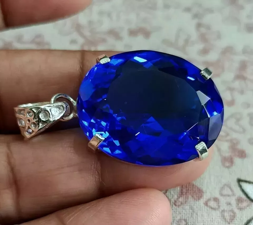 50 Ct Certified Natural Blue Sapphire Oval Cut 925 Silver Pendant Loose Gemstone - Picture 2 of 6