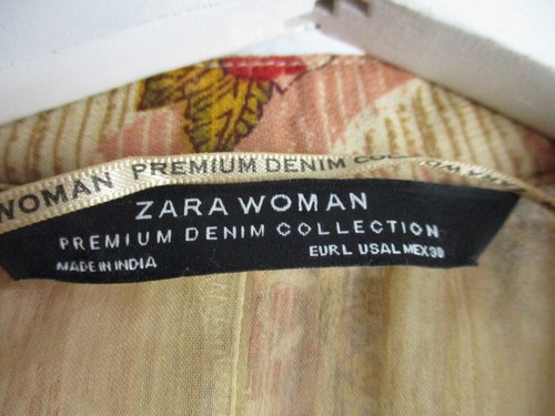 Zara womens shift dress preimun denim collection L, yellow red print boho - Picture 4 of 10