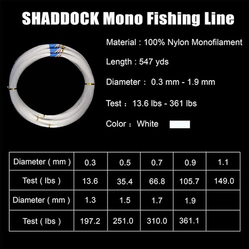 500M Monofilament Fishing Line 13 lb-396 lb Nylon Mono Fishing Lines Super Stron - Picture 1 of 26