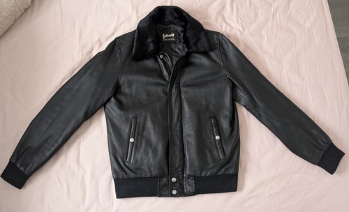 Schott NYC Cruise LC Cruse 2 Black Leather Bomber Jacket Shearling L Immaculate - Picture 5 of 21
