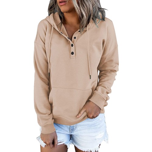 Damen-Sweatshirt Mit Kapuze Warmes Winteroberteil Pullover Bluse < - Bild 8 von 21