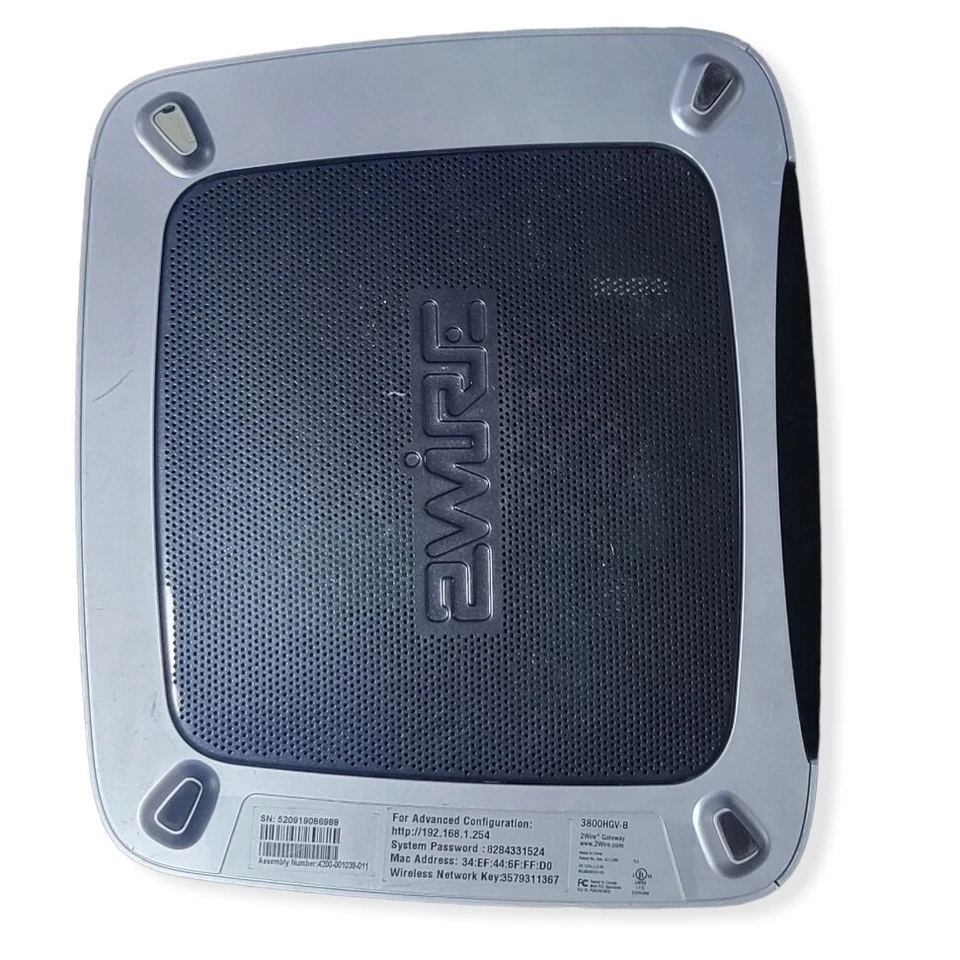 AT&T 2Wire Gateway 3600HGV Internet Modem 4-Port Wireless Router Only. No Cables - Image 3 of 4