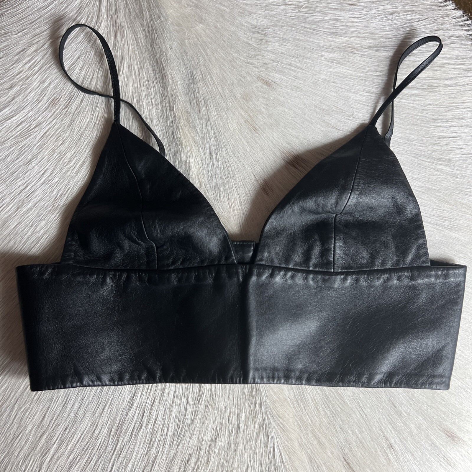 T Alexander Wang Leather Black Bralette Small Cel… - image 4