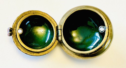 RARE VINTAGE ENAMEL FLORAL PEARLS HAND MADE SNUFF PILL BOX - Picture 4 of 7