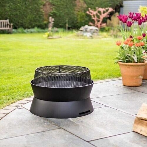 Large Black Fire Pit Outdoor Garden Log Burner Heavy Duty Round Wood Burner BBQ - Picture 2 of 24