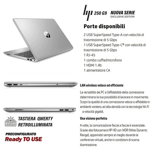 Notebook HP 250 G9 Silver Intel N4500 SSD 256GB RAM 16GB 15,6 FHD Win11Pro Retro - Foto 41 di 51