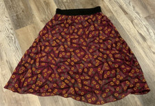 Lularoe Womens Burgundy Aztec Print Sheer Overlay Midi Skirt Size S