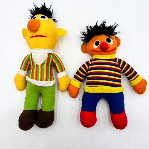 Vintage 1984 Sesame Street Soft Plush Doll ERNIE 72900 BERT 72901 - Picture 1 of 16