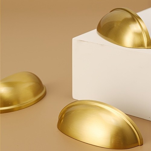 1pc Brass Cabinet Cup Pull Drawer Handle Knob Kitchen Hardware Home Decor Luxury - Picture 5 of 9