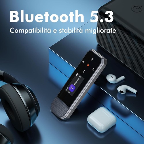 64GB Bluetooth 5.3 MP3 Player, USB Type-C Sports Clip Portable HiFi Lossless Mus - Foto 2 di 9