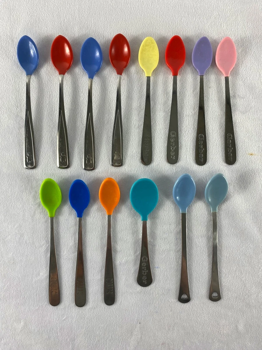 Lot of 14 Soft Bite Infant Spoons Rubber Tip '80 the first years NUK Gerber  etc