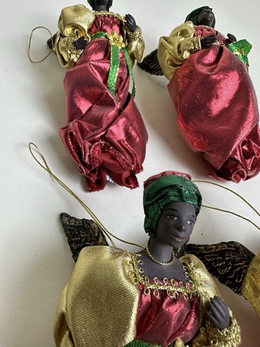 MUÑECAS DE ARENA de colección 7" ángel africano Navidad Kwanzaa árbol de vacaciones adornos KC - Imagen 8 de 10