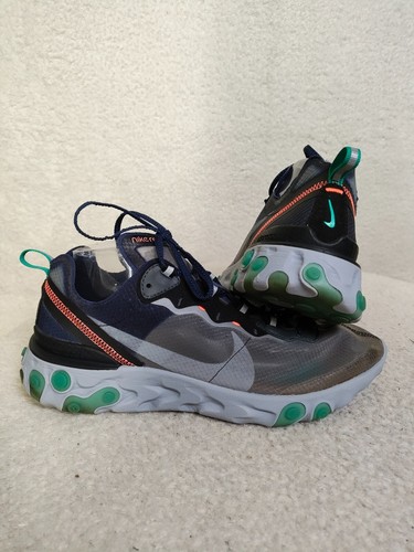 Nike React Element 87 Men Sneakers 10 Neptune Green Lace Running Athletic Shoes - Picture 15 of 22