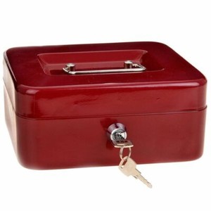 Cassetta Sicurezza Porta Contanti 20x16x9CM Metallo Vassoio Estraibile 2 Chiavi