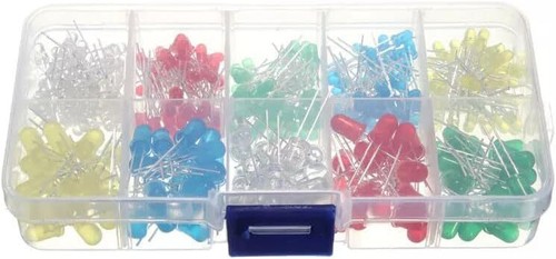 300Pcs 5mm 3mm LED Light Kit Yellow White Blue Red Green Assortment with Case - Picture 4 of 7