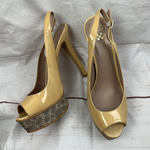 Vince Camuto Plateau Heels Slingback Lackleder Sandale 9M Leala hellbraun Tier - Bild 19 von 24