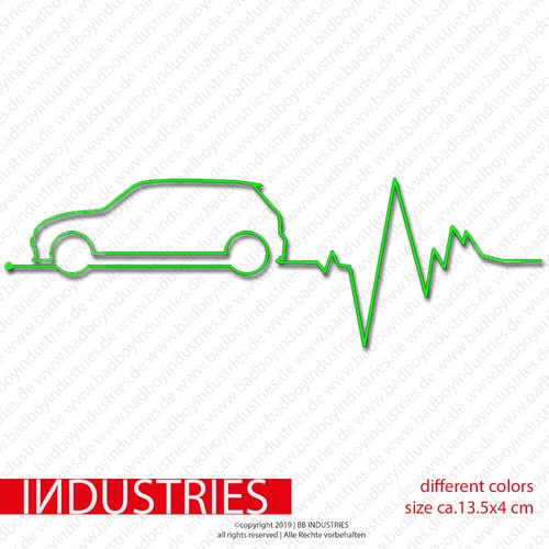 Mini Puls Herzschlag Aufkleber Auto Cooper S Sticker 13.5x4 cm Fun Car  - Bild 1 von 2
