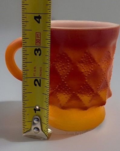 Vintage Anchor Hocking Fire King Kimberly Diamond Red-Orange Coffee Mug/Retro - Picture 8 of 8