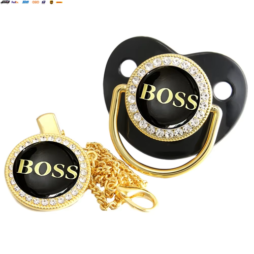 Baby Pacifier with Chain Clip Newborn BPA Free Luxury Bling Pacifier Silicone Du - Picture 3 of 12