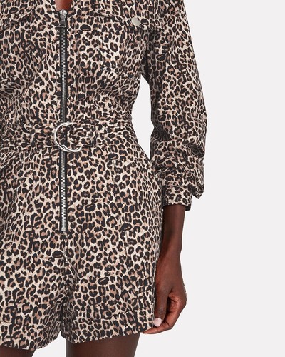 $445 Marissa Webb Masie Canvas Print Rumper Jumper in Leopard Print Sz 10 NWT - Picture 3 of 6