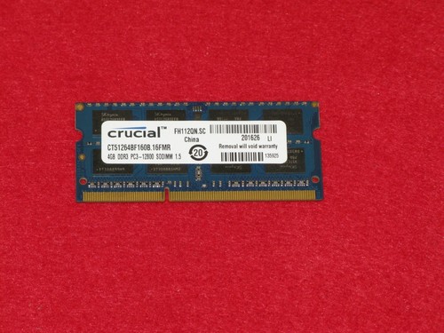 Crucial 4GB 2RX8 PC3-12800S DDR3 1600Mhz SODIMM 204Pin Laptop Memory RAM  - Picture 1 of 10
