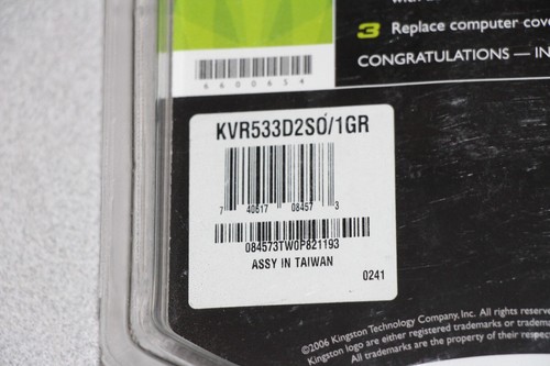 Kingston Notebook 1GB PC2-4200 533MHz DDR2 KVR533D2SO/1GR NEW - Picture 4 of 4
