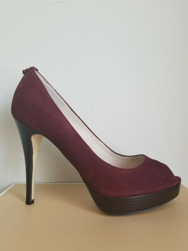 Michael KORS YORK CLASSIC BORDEAUX SUEDE PLATFORM PUMPS US 8.5 I LOVE SHOES - Picture 4 of 9