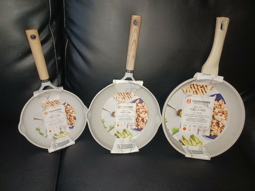 Masterclass Premium Cookware 8″ 9″ 11″ Skillets Grill specked beige Set Of 4 new - Picture 2 of 6