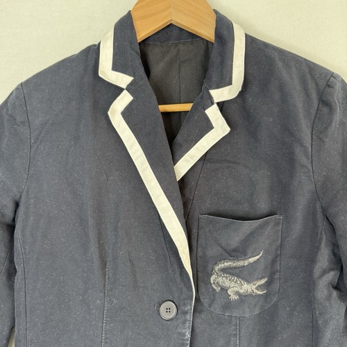 LACOSTE Navy Blazer Jacket Size 38 / 10 AU UK / 6 US Alligator Embroidery Fitted - Picture 3 of 7