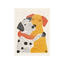 Original Artwork reproduction print, dogs puppies hug wall art, dogs wall art
