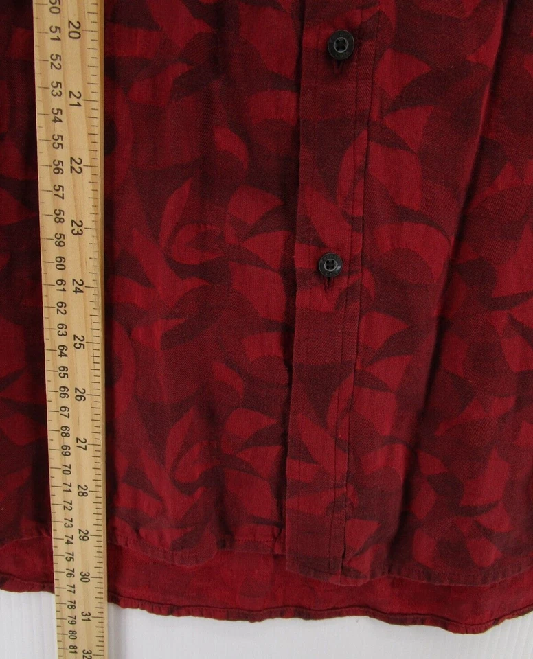Camisa Kenneth Cole Hombres XL Roja Abotonada Floral Abstracta Rockabilly Y2K Colorida Foto 4 de 4