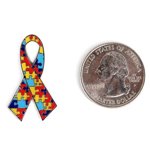 3 AUTISM AWARENESS PINS 1.25" Metal Puzzle Ribbon Lapel Pin Hat Tie Tack Lot Set - Picture 5 of 5