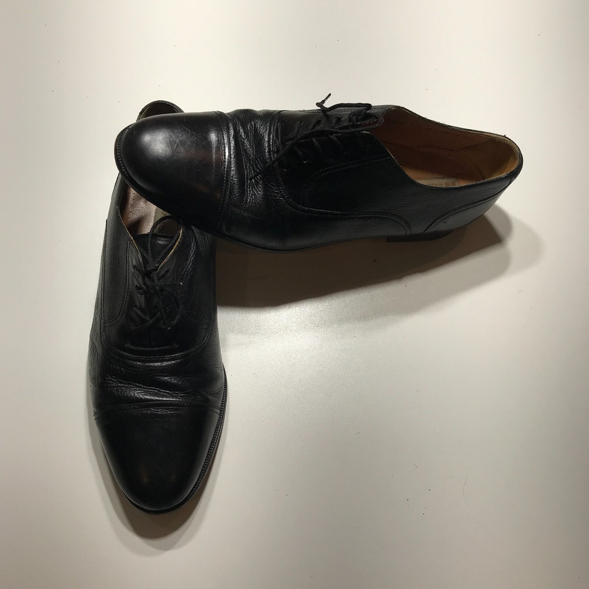 Massimo Emporio Black Slip-On Men\'s Dress Shoes New 10.5 Office Old Money Massimo Emporio Dress Shoes Mens US 10.5 M Black Leather Cap  main image 3