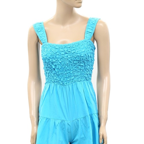 Saylor Anthropologie Marlow Romper Popcorn Smocked Ruffle Sleeveless M 261227 - Picture 5 of 8