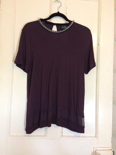 S16 Aubergine NEXT Top with Beaded Neckline