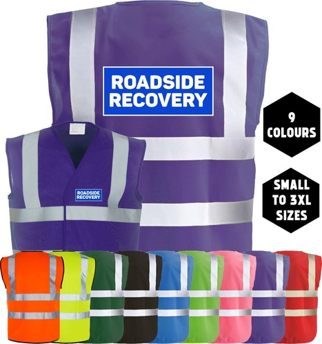 RECOVERY DRIVER Printed Hi-Vis High Viz Visibility Safety Vest Waistcoat Tabard - Picture 8 of 10