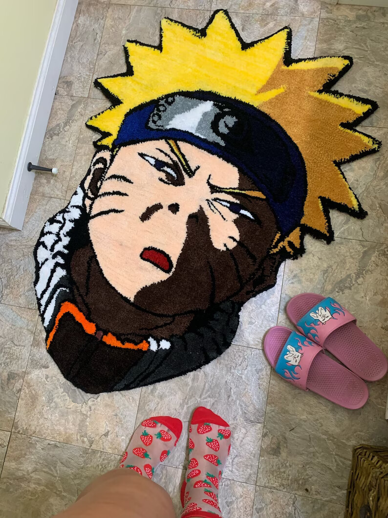 Alfombra mechonada anime de dibujos animados de Naruto personalizable para alfombras de sala de estar dormitorio
