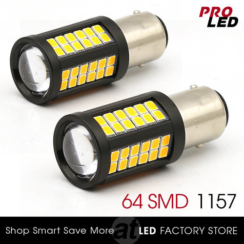 2X 1157 Amber Yellow 68SMD Turn Signal Blinker Brake LED Light Bulbs 1130 1142 - Bild 1 von 9