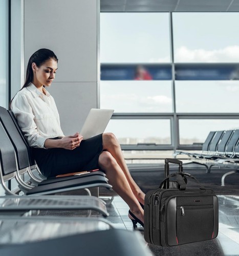 EMPSIGN Rolling Briefcase Laptop Bag17.3" Computer bag with wheels Water Repe... - Picture 6 of 7